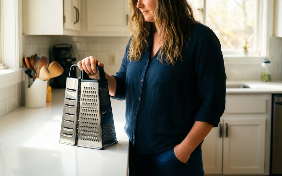 microplane gourmet 3 piece grater set — lifestyle photo showing Microplane Gourmet 3-Piece Grater in use