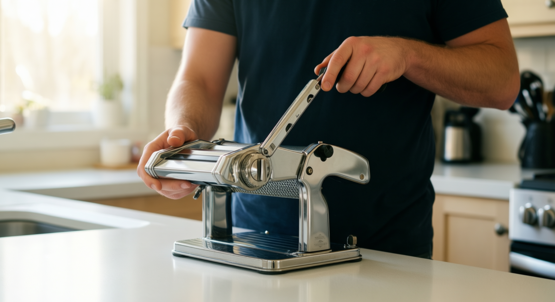 adjustable mandoline slicer — lifestyle photo showing Adjustable Mandoline Slicer for in use