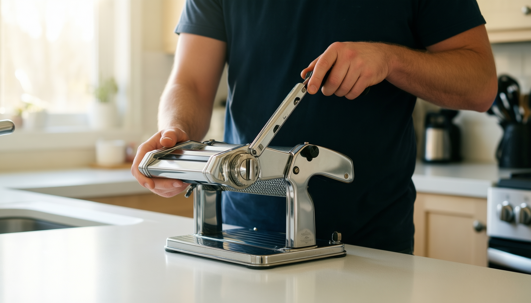 adjustable mandoline slicer — lifestyle photo showing Adjustable Mandoline Slicer for in use
