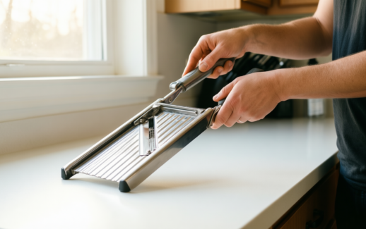 japanese mandoline slicer — lifestyle photo showing Japanese Mandoline Slicer, Mandoline in use