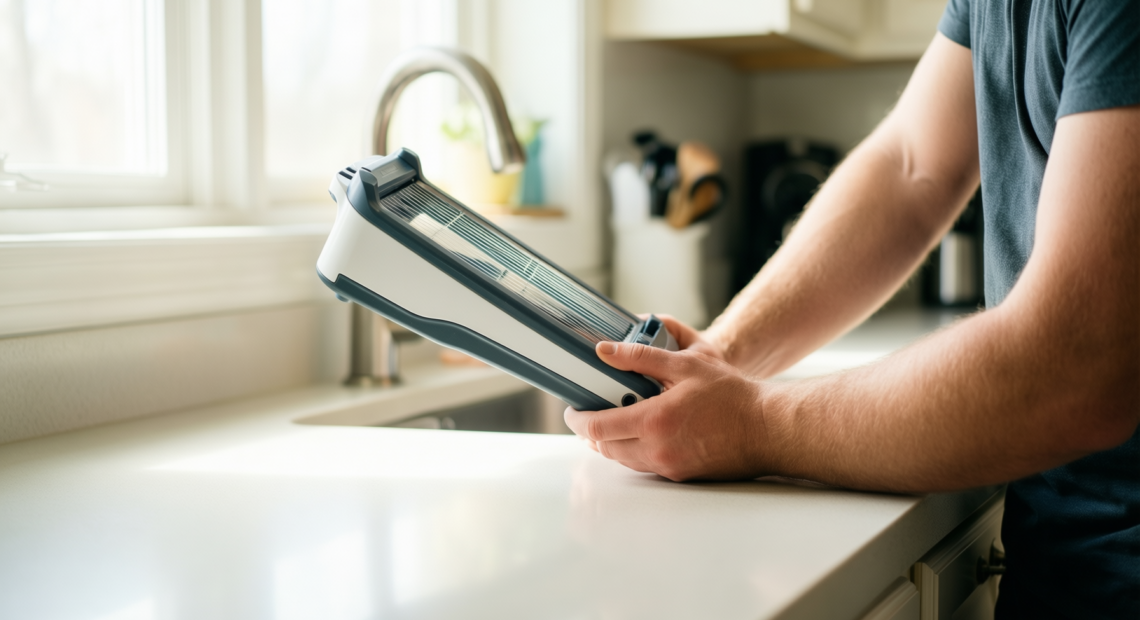 Börner Roko Powerline vegetable slicer — lifestyle photo showing Börner by Reston Lloyd in use