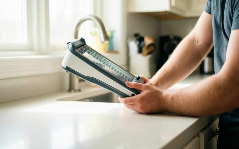 Börner Roko Powerline vegetable slicer — lifestyle photo showing Börner by Reston Lloyd in use