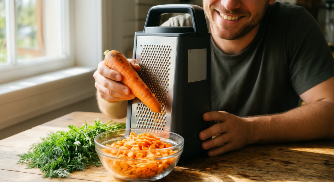 drum grater — lifestyle photo showing Crank Cheese Grater Drum in use
