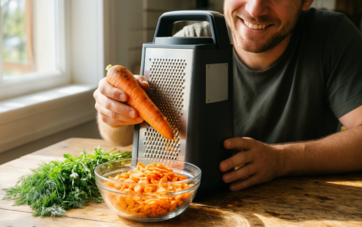 drum grater — lifestyle photo showing Crank Cheese Grater Drum in use