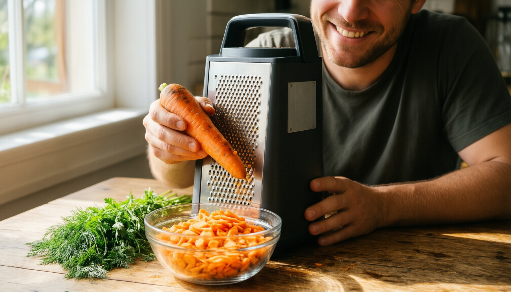 drum grater — lifestyle photo showing Crank Cheese Grater Drum in use