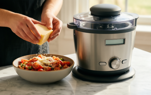 rotary cheese grater with suction base — lifestyle photo showing ZHANG XIAO QUAN SINCE in use