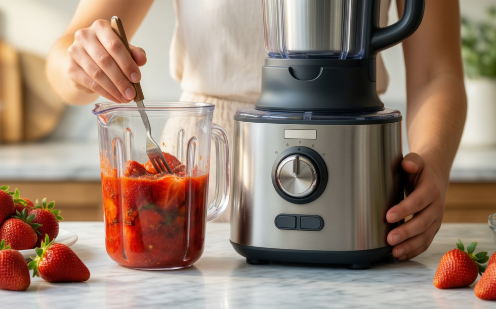 1800w 4-in-1 hand blender — lifestyle photo showing 1800w 4-In-1 Hand Blender in use