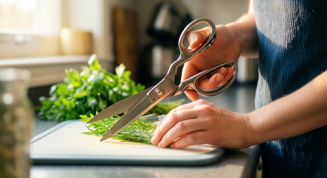OXO Good Grips kitchen scissors and — lifestyle photo showing OXO Good Grips Kitchen in use