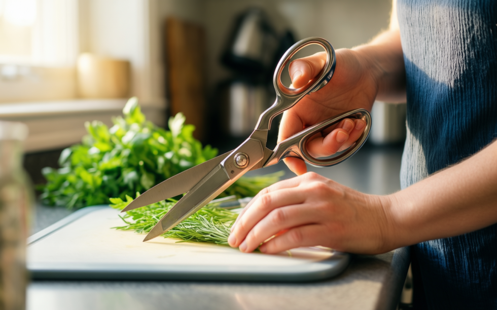 OXO Good Grips kitchen scissors and — lifestyle photo showing OXO Good Grips Kitchen in use