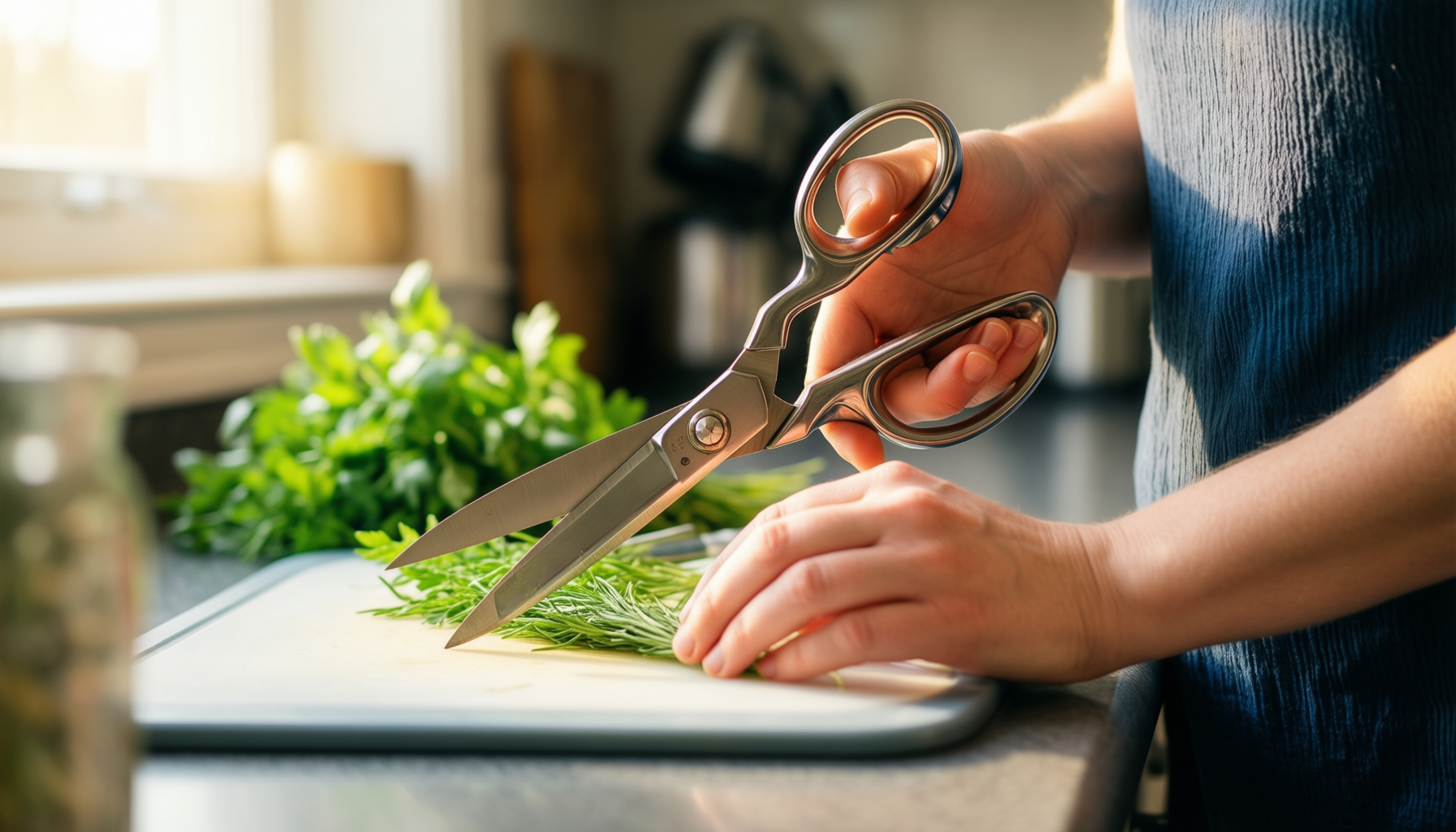 OXO Good Grips kitchen scissors and — lifestyle photo showing OXO Good Grips Kitchen in use