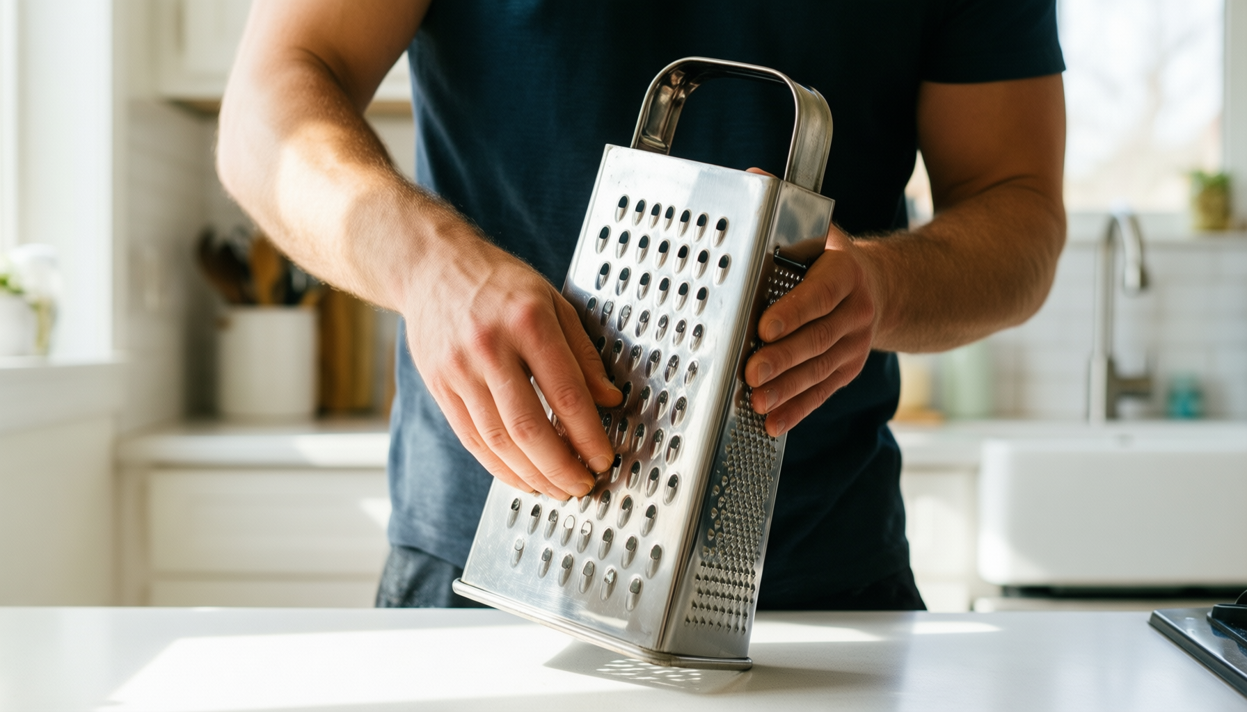 rosle coarse grater — lifestyle photo showing RÖSLE Coarse Grater for in use