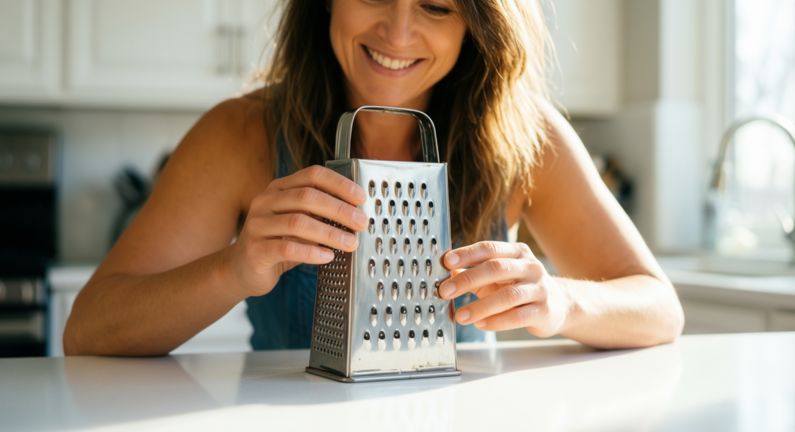 kitchenaid box grater — lifestyle photo showing KitchenAid Gourmet Box Grater, in use