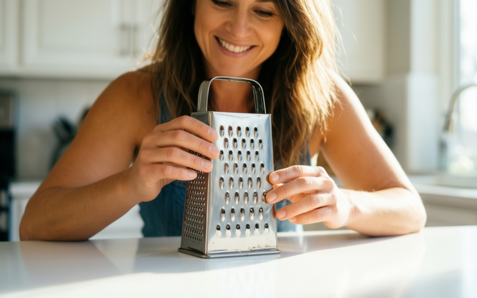 kitchenaid box grater — lifestyle photo showing KitchenAid Gourmet Box Grater, in use