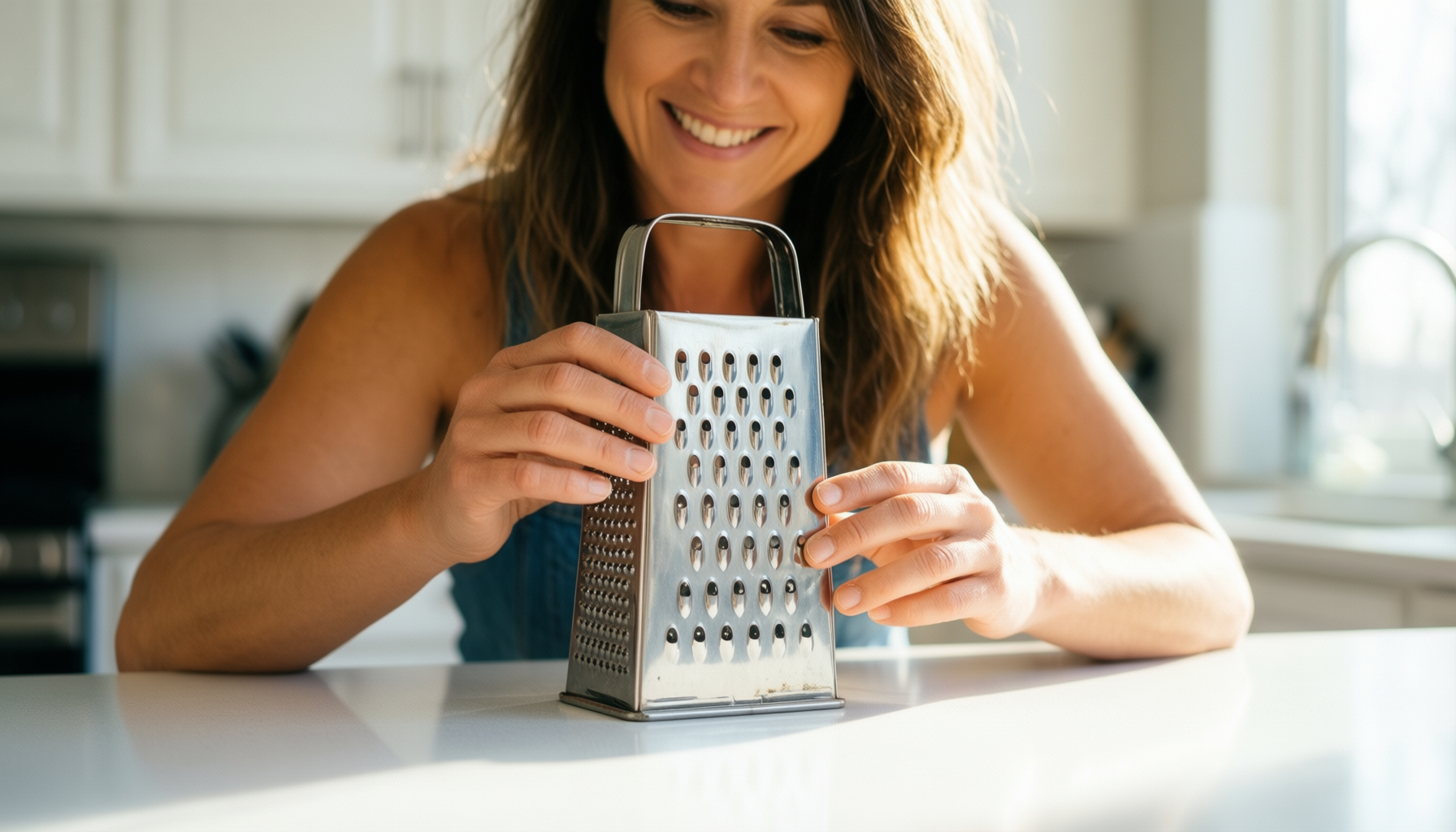 kitchenaid box grater — lifestyle photo showing KitchenAid Gourmet Box Grater, in use