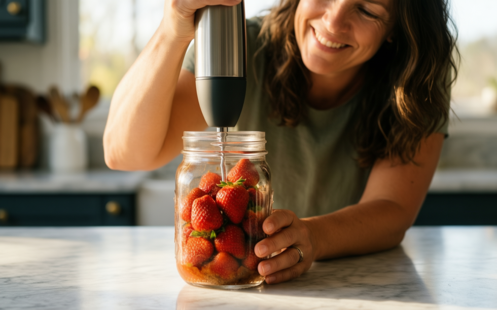 westinghouse retro hand blender — lifestyle photo showing Westinghouse Retro Hand Blender in use