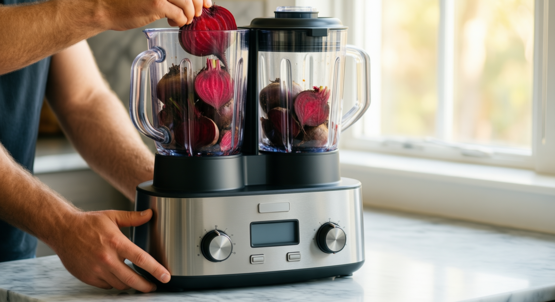 1500w food processor and blender combo — lifestyle photo showing 1500W Food Processor and in use