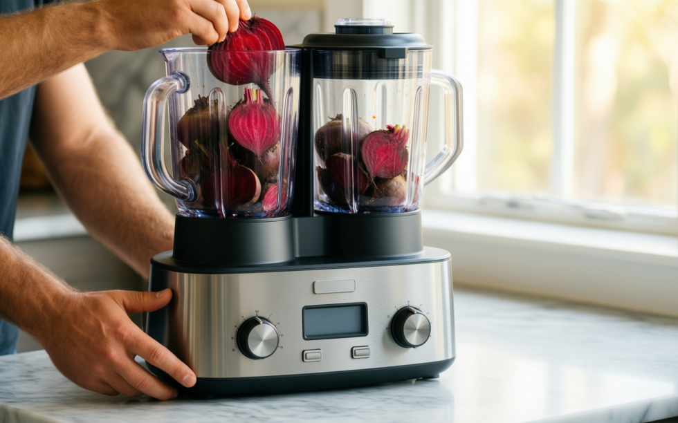 1500w food processor and blender combo — lifestyle photo showing 1500W Food Processor and in use
