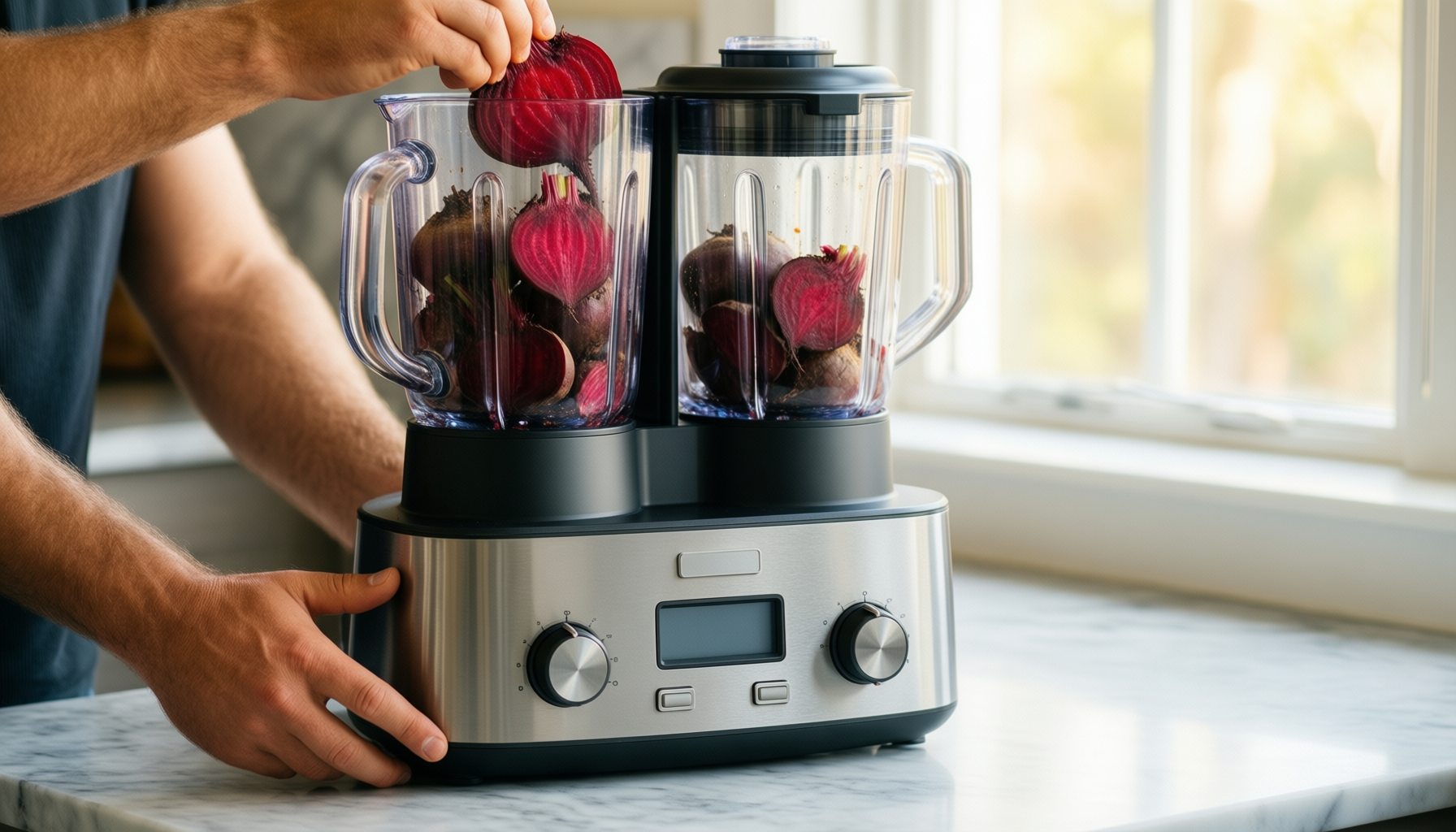 1500w food processor and blender combo — lifestyle photo showing 1500W Food Processor and in use