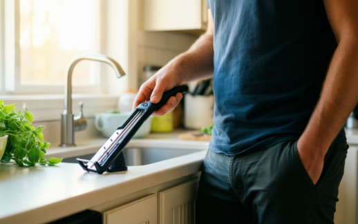 benriner no 64 mandolin — lifestyle photo showing Benriner No.64 Japanese Mandolin in use