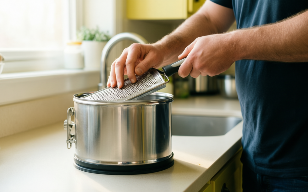 reecaz rotary cheese grater — lifestyle photo showing Reecaz Rotary Cheese Grater in use