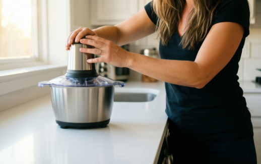 kmaxx vegetable chopper — lifestyle photo showing Kmass Kmaxx Vegetable Chopper, in use